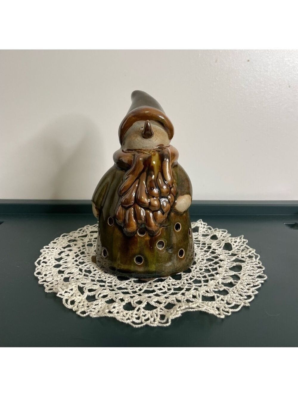 Ceramic Pottery Snowman Tealight Candle Holder